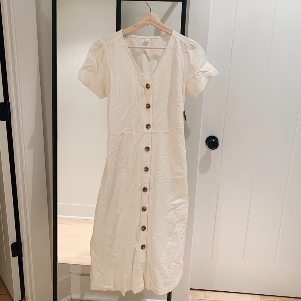 ButtonFront Midi dress in cream